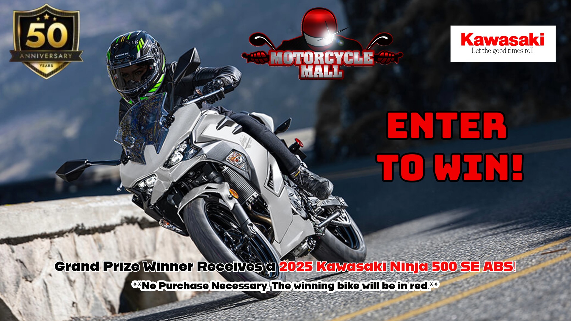 Kawasaki Ninja500 50anniversary Giveaway Form | Motorcycle Mall